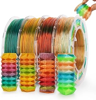 AMOLEN Flexibles 3D-Drucker-Filament-Bündel, mehrfarbig, transparent, Regenbogen-TPU, 1,75 mm Filament, 3D-Druck-Filament-Bündel, 200 gX 4 Spulen