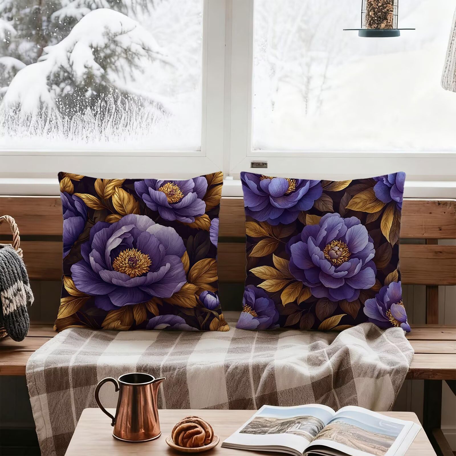 PúRpura Funda Cojin 60x60 MarróN Funda Almohada 60x60 Cojines Sofa Súper Suave Fundas Cojines Decorativos Fundas Almohadas 4 Piezas Cervicales y Cuello, para Hogar Sofa Cama Salon Decoracion E - 927
