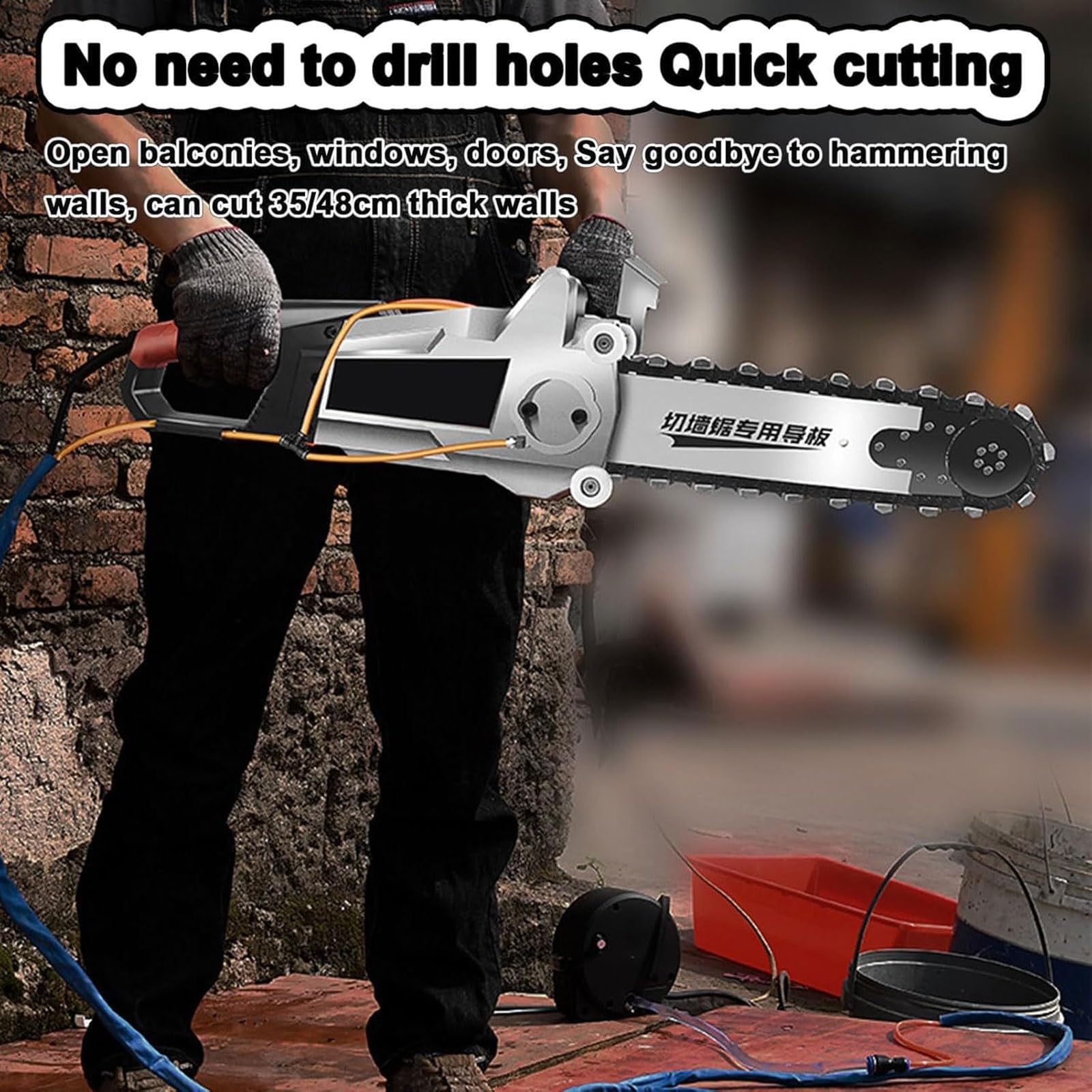 Motosierra para Hormigón De 18"/20", Profundidad De Corte De 13,77"/18,89", Máquina Ranuradora De Pared Portátil con Suministro De Agua Húmeda Y Eliminación De Polvo, para Hormigón, Barras De Acero