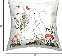 Vista 8 de Stupell Industries Sangita - Cojín de jardín con diseño de flores de primavera, prado, mariposa, diseño de conejo, 18 x 18 pulgadas, multicolor