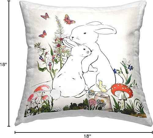 Miniatura 8 de Stupell Industries Sangita - Cojín de jardín con diseño de flores de primavera, prado, mariposa, diseño de conejo, 18 x 18 pulgadas, multicolor