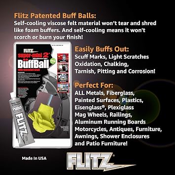 Flitz SM 10250-50 International Mini Buff Ball, 2-Inch, Yellow, Single