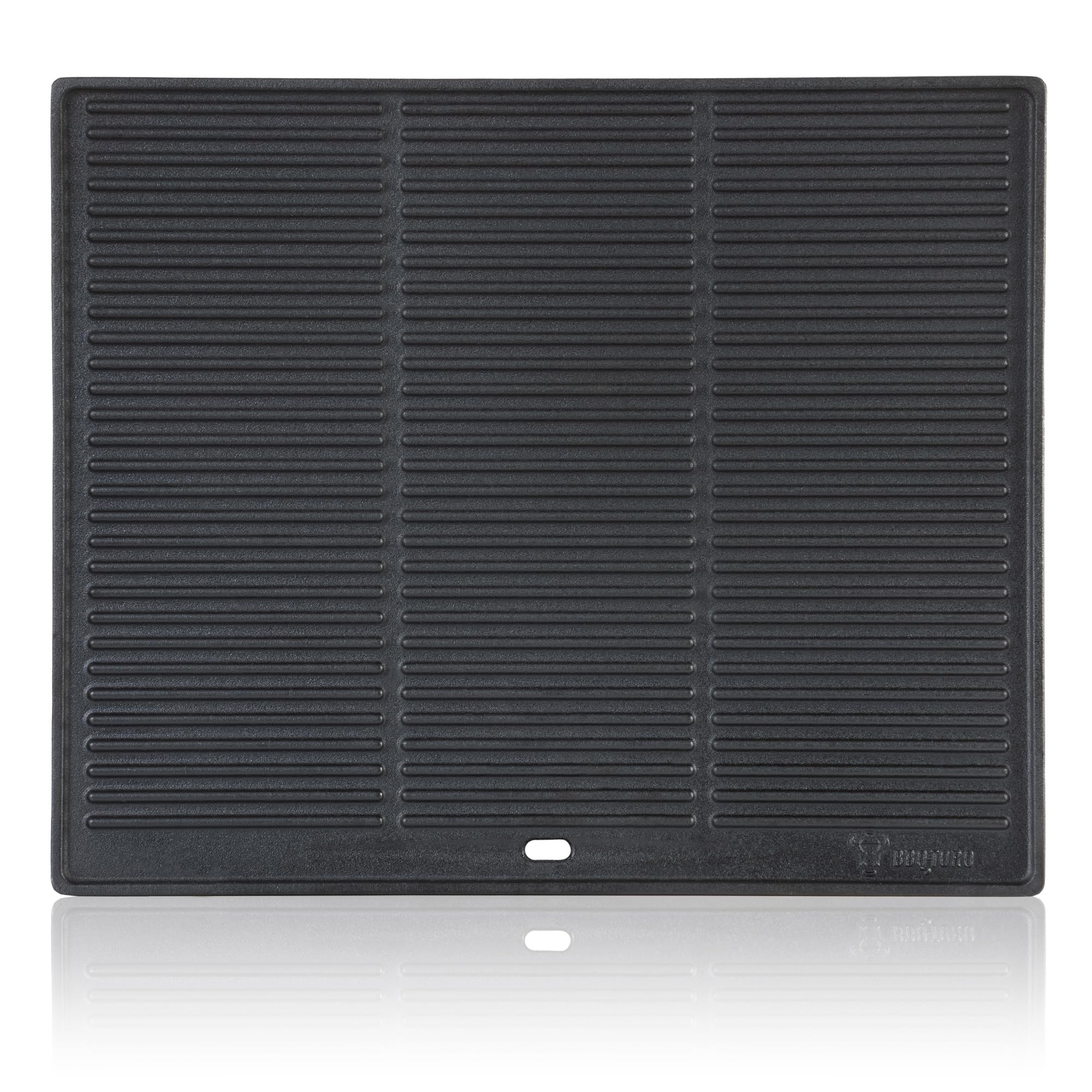 BBQ-Toro Gusseisen Grillplatte | 48 x 39,5 cm | Wendeplatte, beidseitig verwendbar | Rechteckig, Universal und Massiv | Grillblech für Holzkohle und Gas, Grillzubehör, Grillpfanne, Grillschale