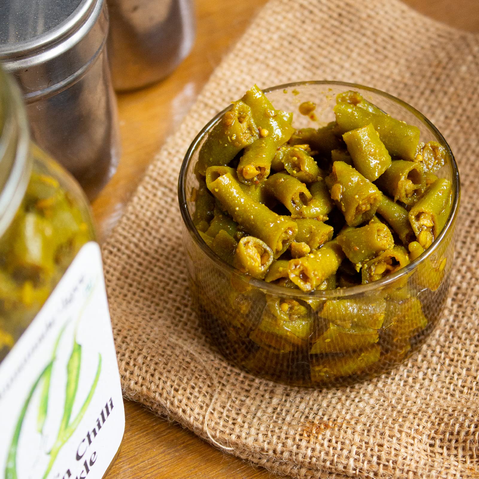 Homemade Love Green Chilli Pickle Made with Farm sourced, Sun-Dried Green Chillies (200g)| Spicy and Tangy Hari Mirch ka Achaar Mixed with Spices - Image 4 thumbnail