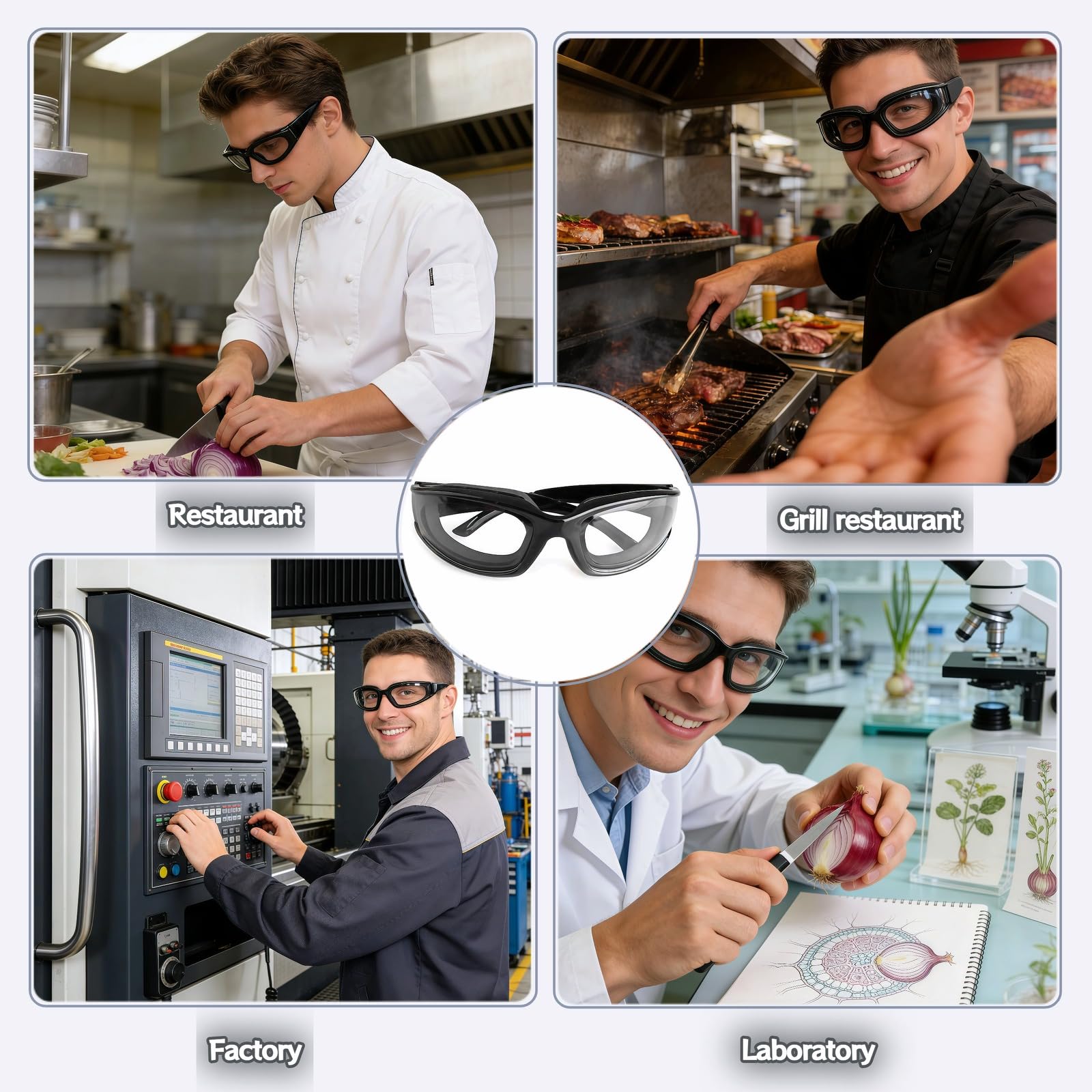 Lunettes anti-buée, coupe-vent et anti-poussière pour couper les oignons, cuisiner, griller, lunettes de sécurité ultra légères