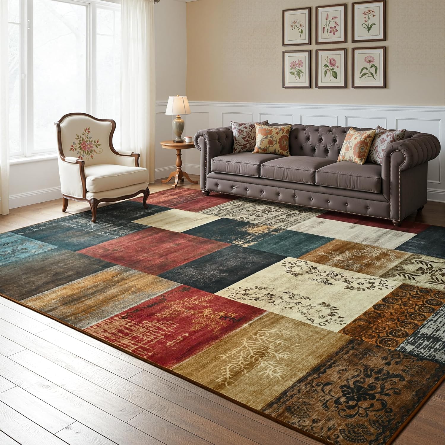 Alfombras grandes, 180 x 200 cm, diseño geométrico oriental moderno, marrón, rojo, beige, negro, verde, 180 x 200 cm, lavable, accesorios decorativos para el hogar
