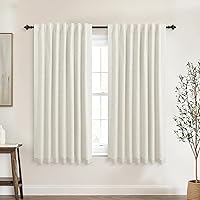 Vista 69 de KOUFALL Cortinas para Ventanas de Cuarto Opacas, Lino Blancas Bloqueador de Luz 84 Largas para Sala Elegantes Oscuras Cortina Sala de Estar Marfil