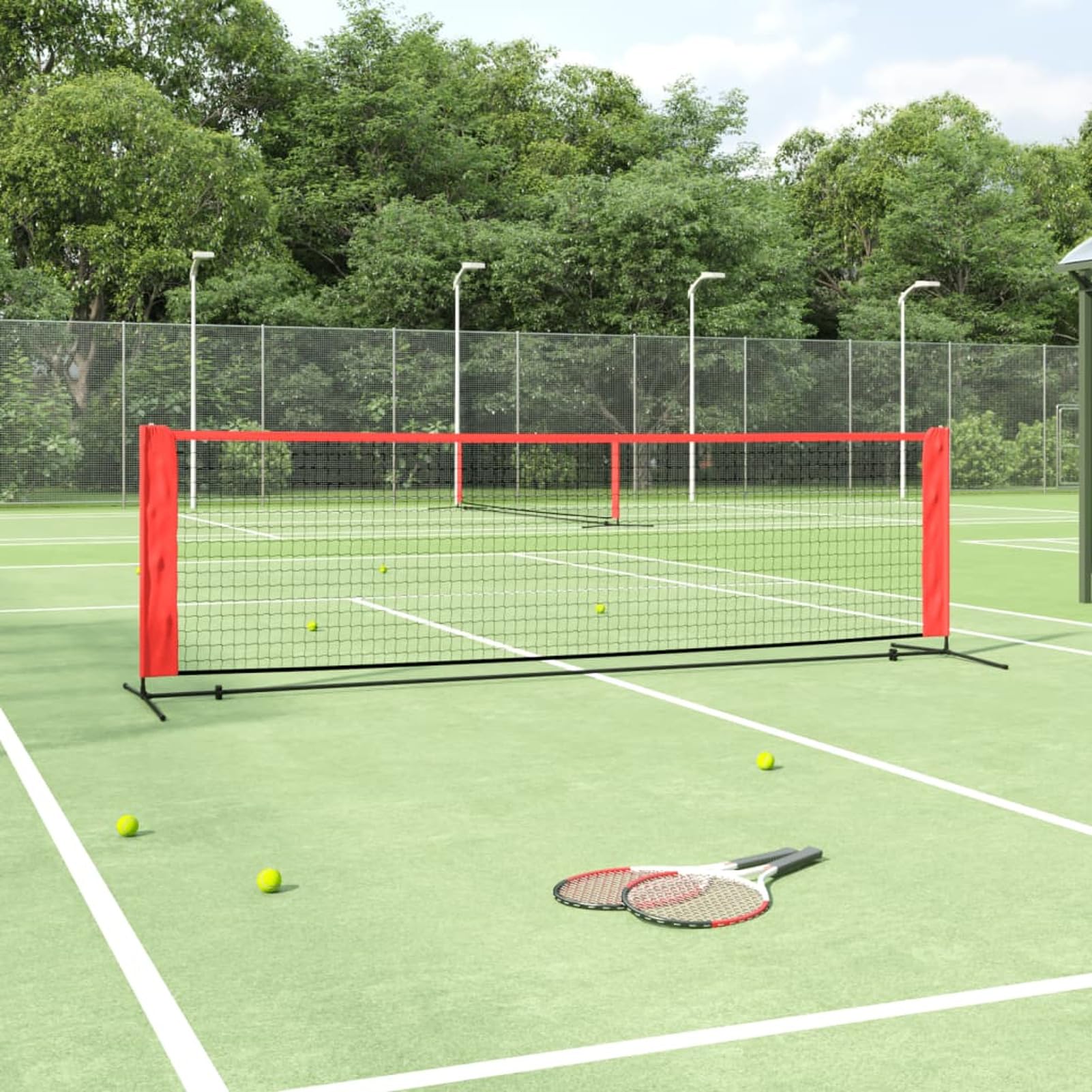 ZEYUAN Red de Tenis poliéster Negro y Rojo 300x100x87 cm, Red Voleibol, Red Badminton, Red De Voleibol Piscina, Red Voley Playa, Red Piscina Voley