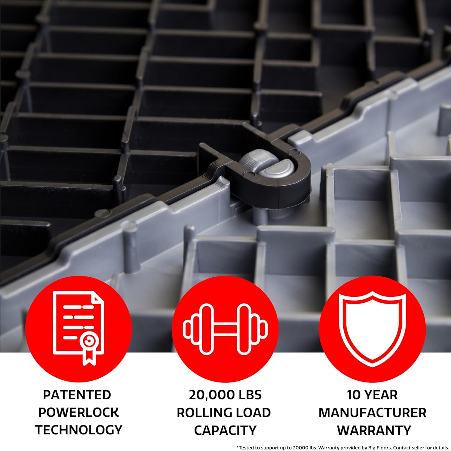 Big Floors GarageDeck Garage Floor Tiles, Interlocking Garage Flooring, Coin Pattern Non-Slip Heavy-Duty Copolymer Modular Tile (Graphite, 48 Pack of 12 x 12" Tiles, 48 Sq Ft)