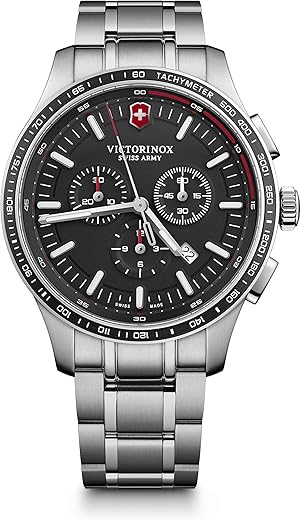 Victorinox Alliance, Chronograph, Stainless Steel Bracelet, Men’s Watch, 44 mm, Black dial, Swiss Made