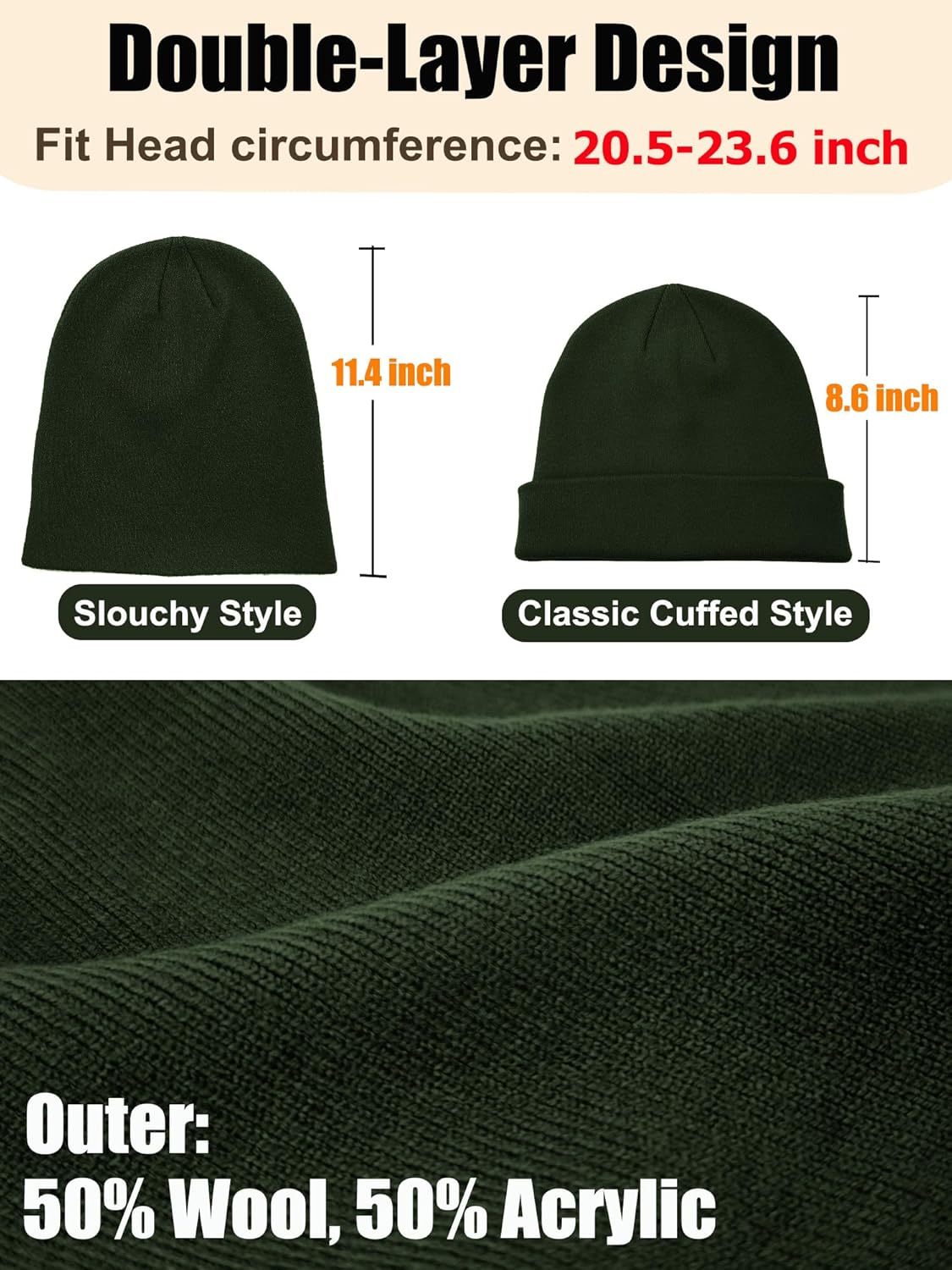 Womens Satin Lined Beanie Wool Knit Cuffed Warm Winter Hats for Women Men Soft Slouchy Silk Lining Beanies Skull Cap - Image 3