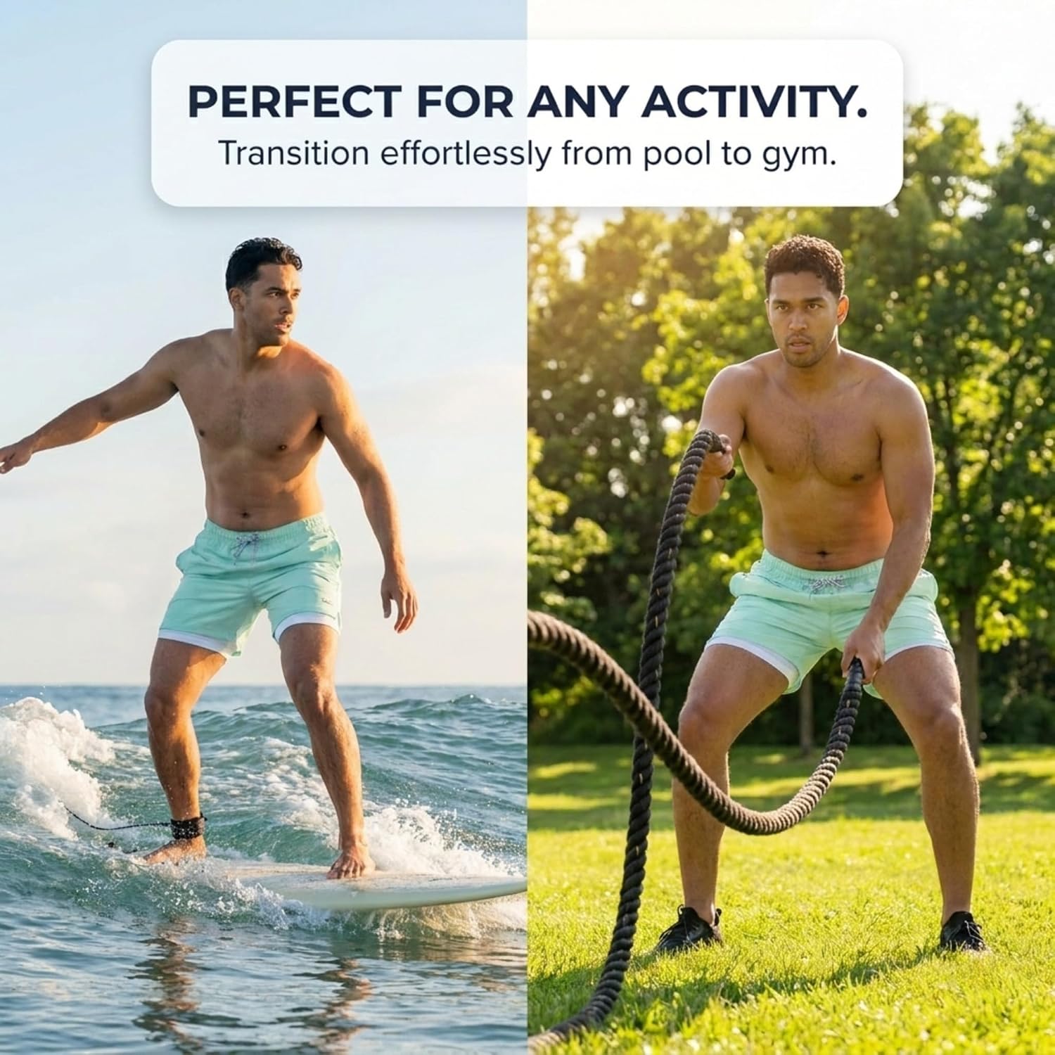 INGEAR Men's Athletic Stretch Workout Shorts Gym Quick Dry Running Trunks Boxer Lining