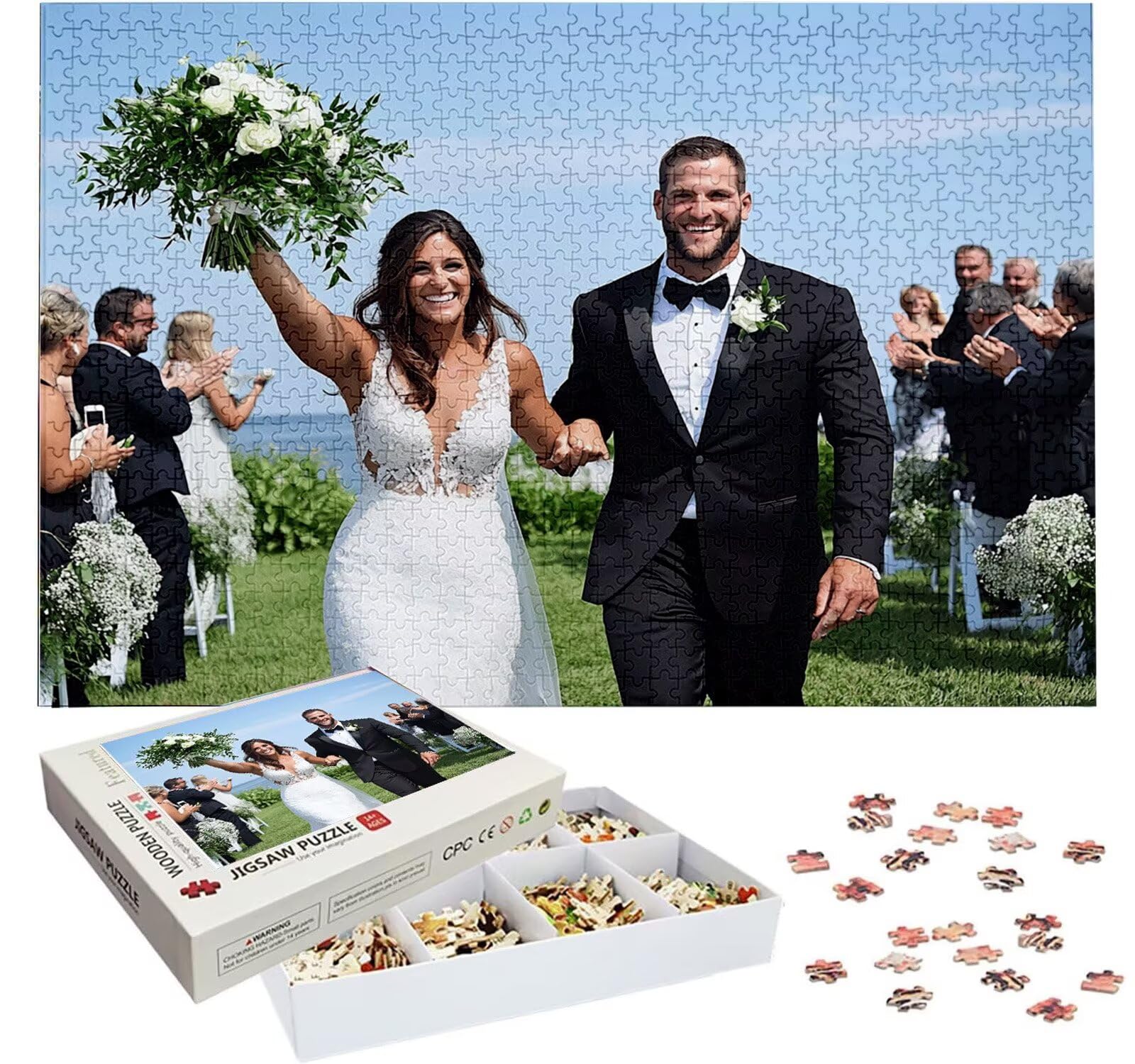 Puzzle Personalizado con Foto, Personalizada Rompecabezas Personalizado Diseña tu Logo Foto o Texto, Personalizado Navidad Halloween San Valentín Parejas Niños Familia Amigos h-4365