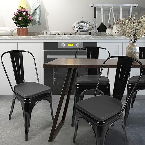 Miniatura 2 de SINOSSO Leathaire - Cojín moderno de cuero sintético para silla de 14 pulgadas, cojín magnético para silla de comedor, cocina, cafetería, bistró,