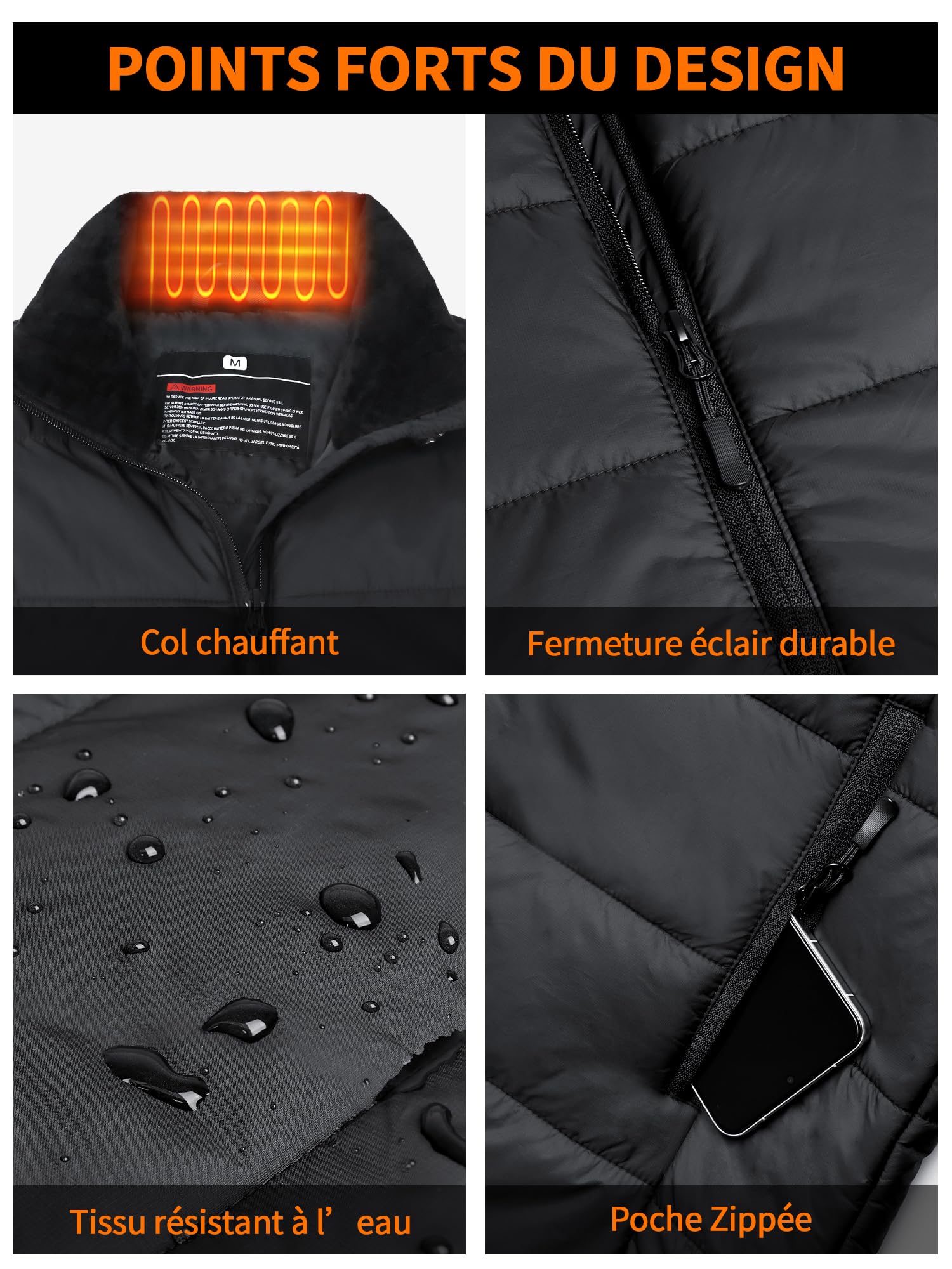 Gilet Electrique Chauffant Homme Femme avec Batterie 18400mAh, Veste Doudoune Chauffante Homme avec 10 Zones Chauffantes, Gilet Chauffé pour Moto Ski Chasse