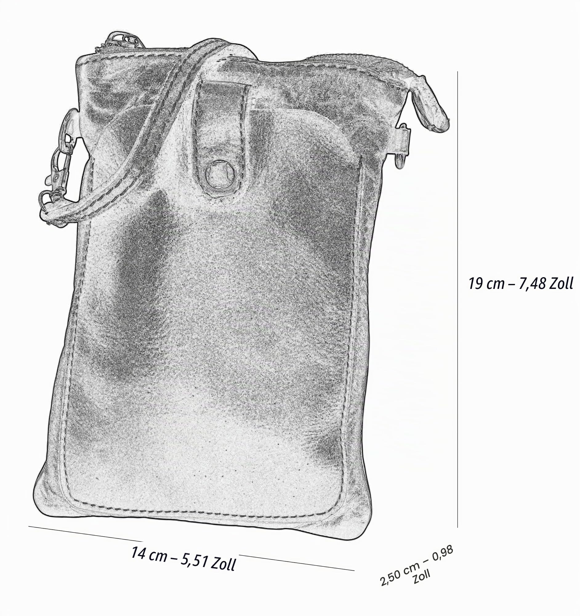 SH Leder Vintage Damen Handytasche Umhängetasche Multifunktion Handtasche Schultertasche aus Premium Rindsleder Echtleder Verstellbarer Schultergurt Handy bis 7.2 Zoll 14x19cm Amy G416