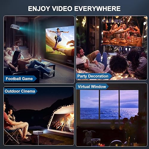 Vista 7 de Proyector con WiFi y Bluetooth, proyector de actualización FUDONI Native 1080P 14000L 4K compatible, proyector portátil de cine al aire libre
