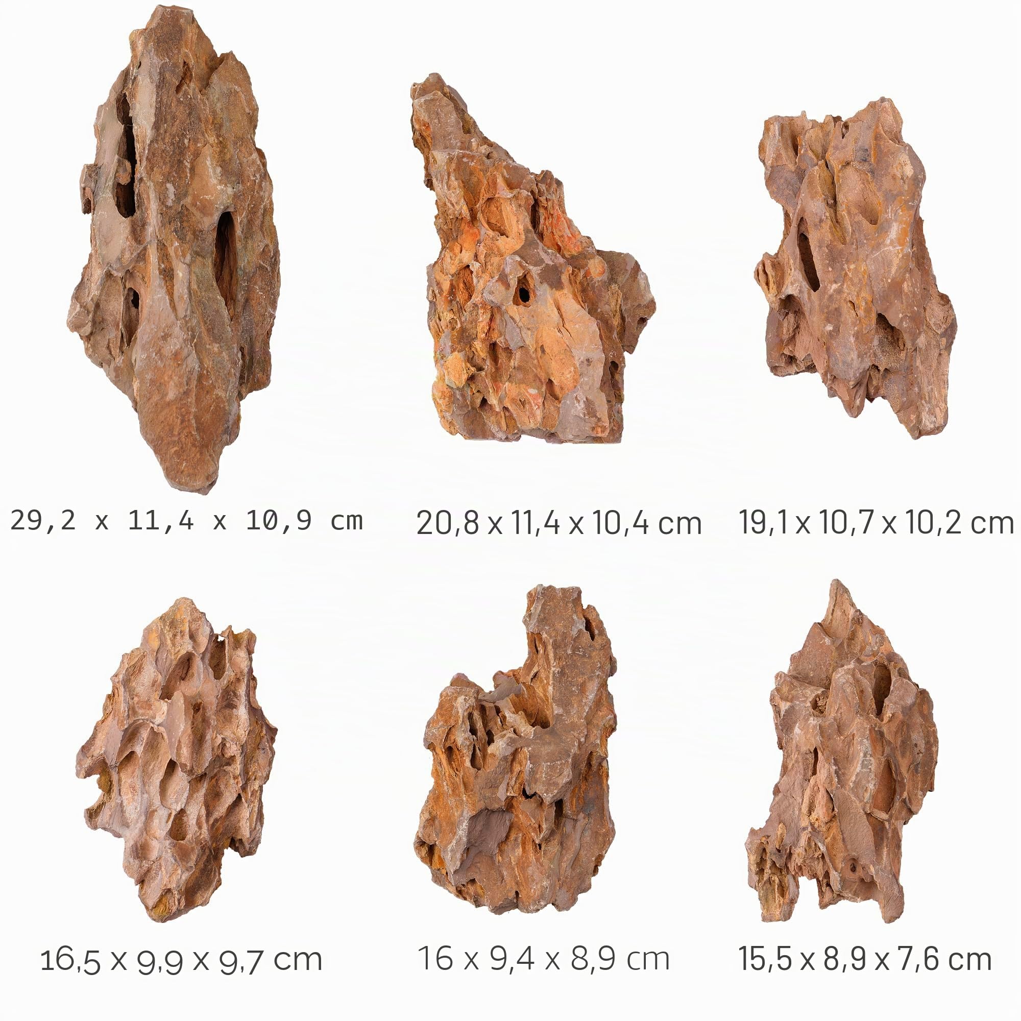 6 Rocas Naturales de Acuario de 15,5 a 20,5 cm, Rocas acuarios, Modelo de paisajismo, decoración de Tanques, recintos de Anfibios, Piedras de dragón