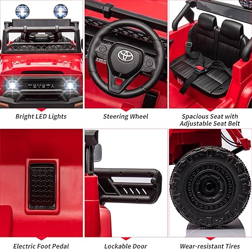 Miniatura 9 de Auto de paseo de 12 V para niños, camión Toyota con licencia, automóvil eléctrico para niños con control remoto, música, luces LED, sistema
