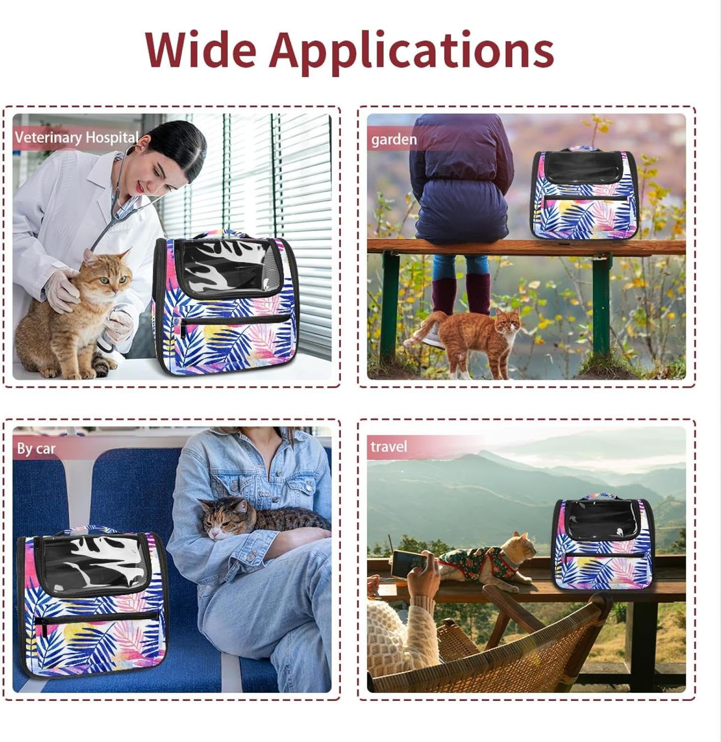 Portable Travel pet Backpack Carrier Hamster Bag Small Dog cat Carrier Breathable Hang Bag, Abstract Summer Geometric Seamless Patte (3)
