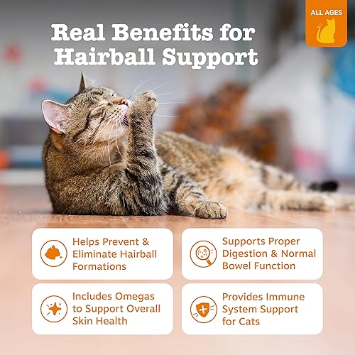Vista 2 de Zesty Paws Picaduras de bolas de pelo para gatos – Soporte de furball para gatos – Suplemento funcional con aceite de pescado Omega 3 EPA y DHA +
