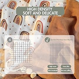 GLLQUEN BABY Receiving Blanket Boy Cotton Muslin Swaddle Blankets Girl Newborn Squares Breathable & Soft Thin Baby Blankets Cloths Double Absorbent Infant Swaddling Wrap - 3 Pack (Rainbow)