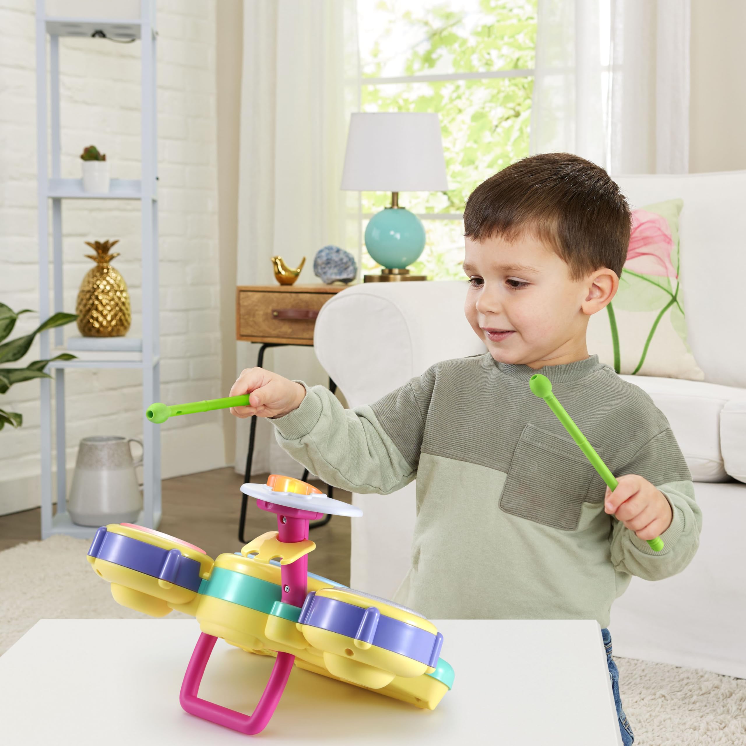 VTech - Batería Musical de Bluey, Juguete Interactivo, Tambores, Bombo y Timbal, Estimula la motricidad, 3 Modos de Juego, Regalo niños +2 años, Versión ESP