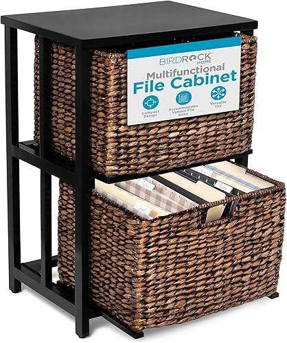 BIRDROCK HOME Archivador de 2 niveles con parte superior de madera, archivador, almacenamiento de oficina en casa, mesita de noche, organizador