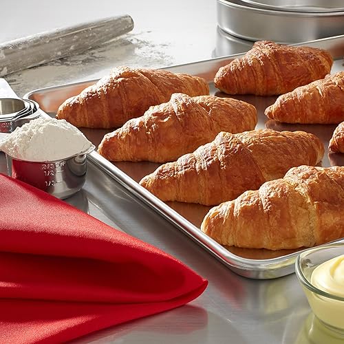 Miniatura 3 de Last Confection Bandejas para hornear de grado comercial de 18 x 26 pulgadas, paquete de 8 bandejas de aluminio para galletas con borde completo