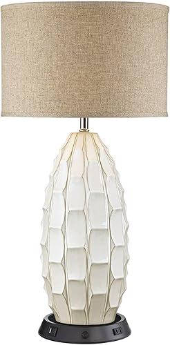 Miniatura 2 de Possini Euro Design Cosgrove - Lámpara de mesa auxiliar ovalada grande de mediados de siglo de 32 34 pulgadas de alto, base de estación de trabajo