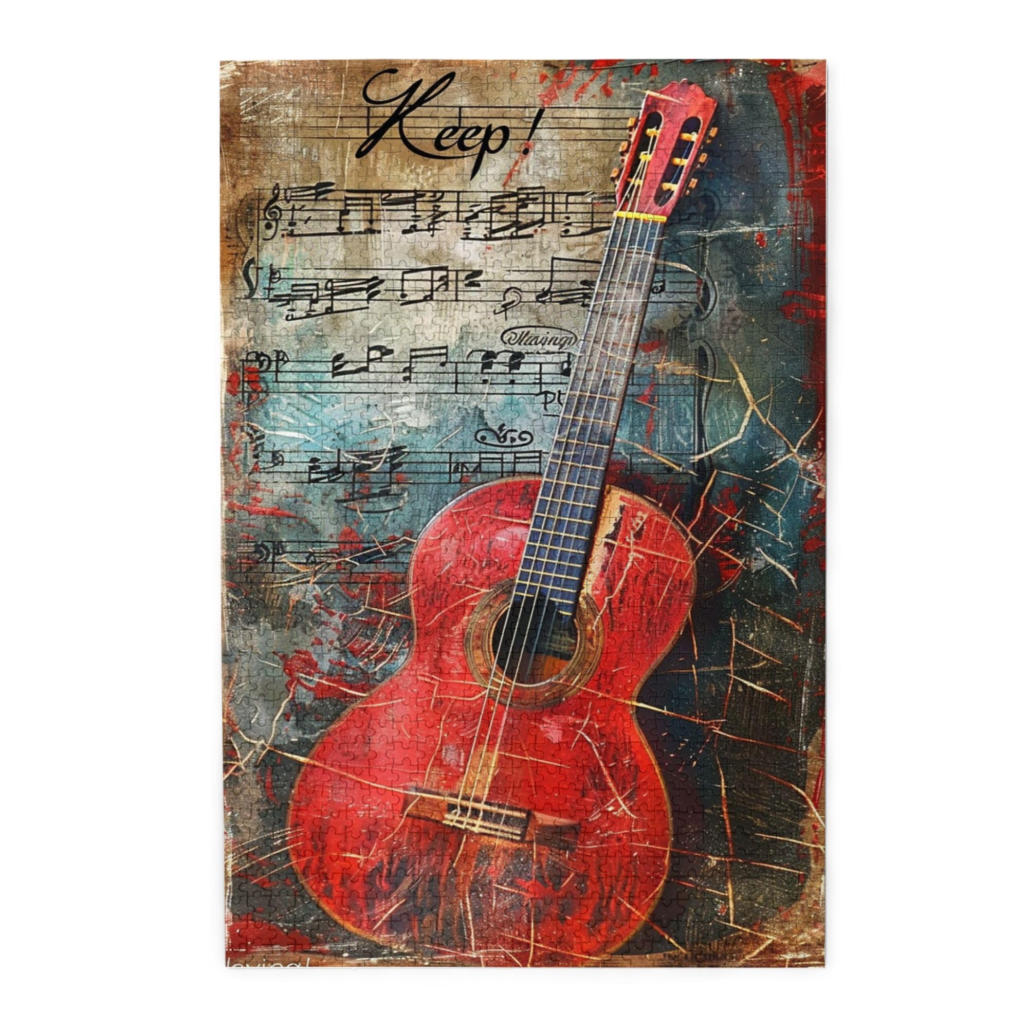 Bigccaee Guitar & Sheet Music Retro Metal Tin Sign 8X12 Inches