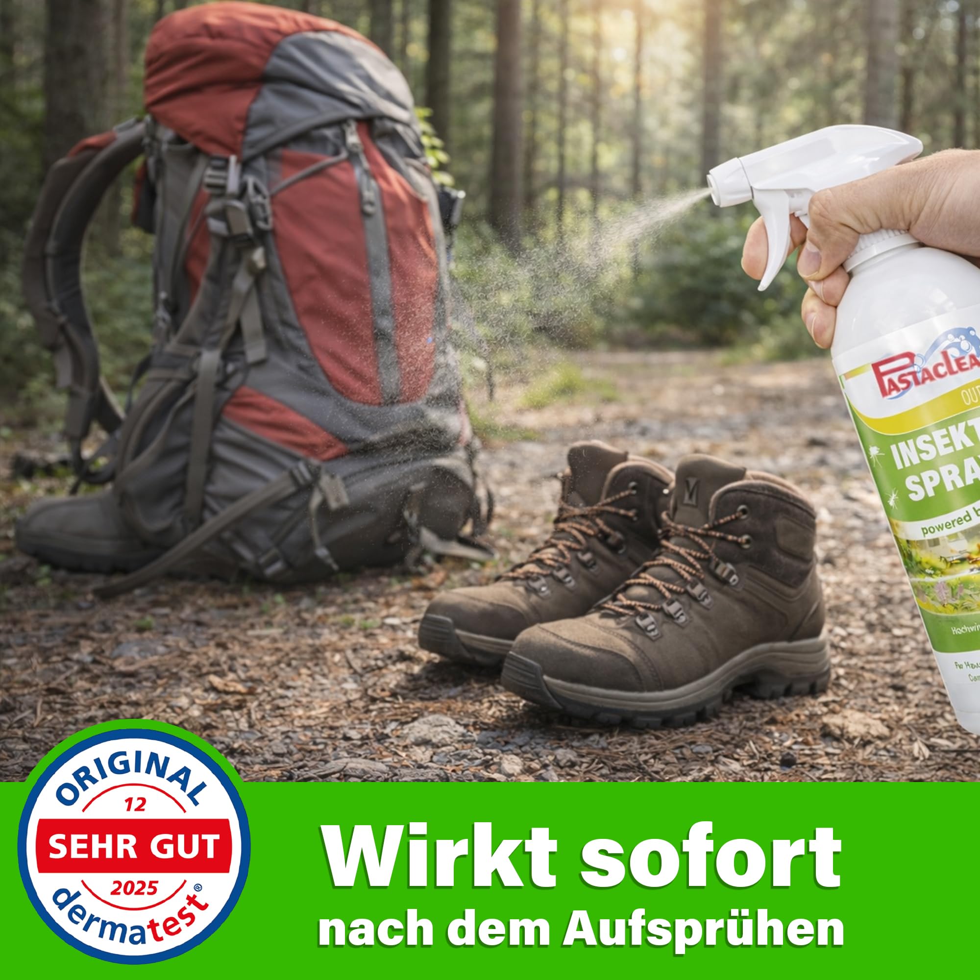 PASTACLEAN 2x 500ml Insektenabwehr | Insektenschutz vor Mücken, Zecken, Stechfliegen | Umgebungsspray mit Langzeitschutz | Hält Insekten und Ungeziefer fern | Effektives Insektenspray