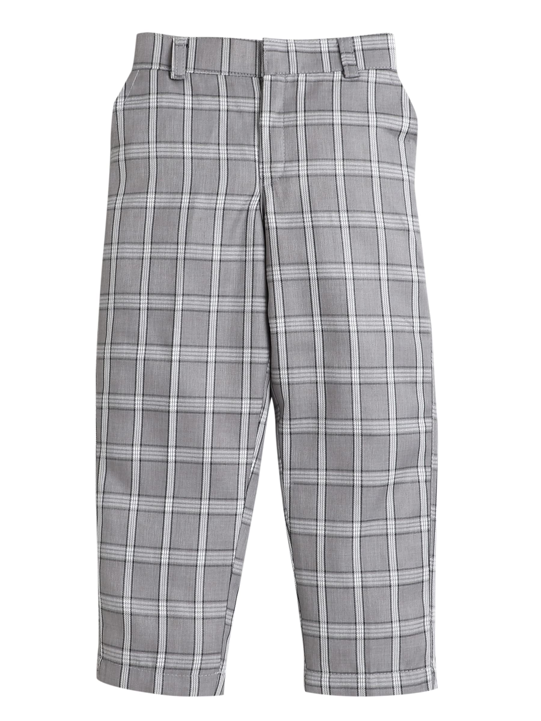 Jeetethnics Boys Grey Checked Coat Suit Set with Waistcoat Shirt and Trousers (9097H) 1
