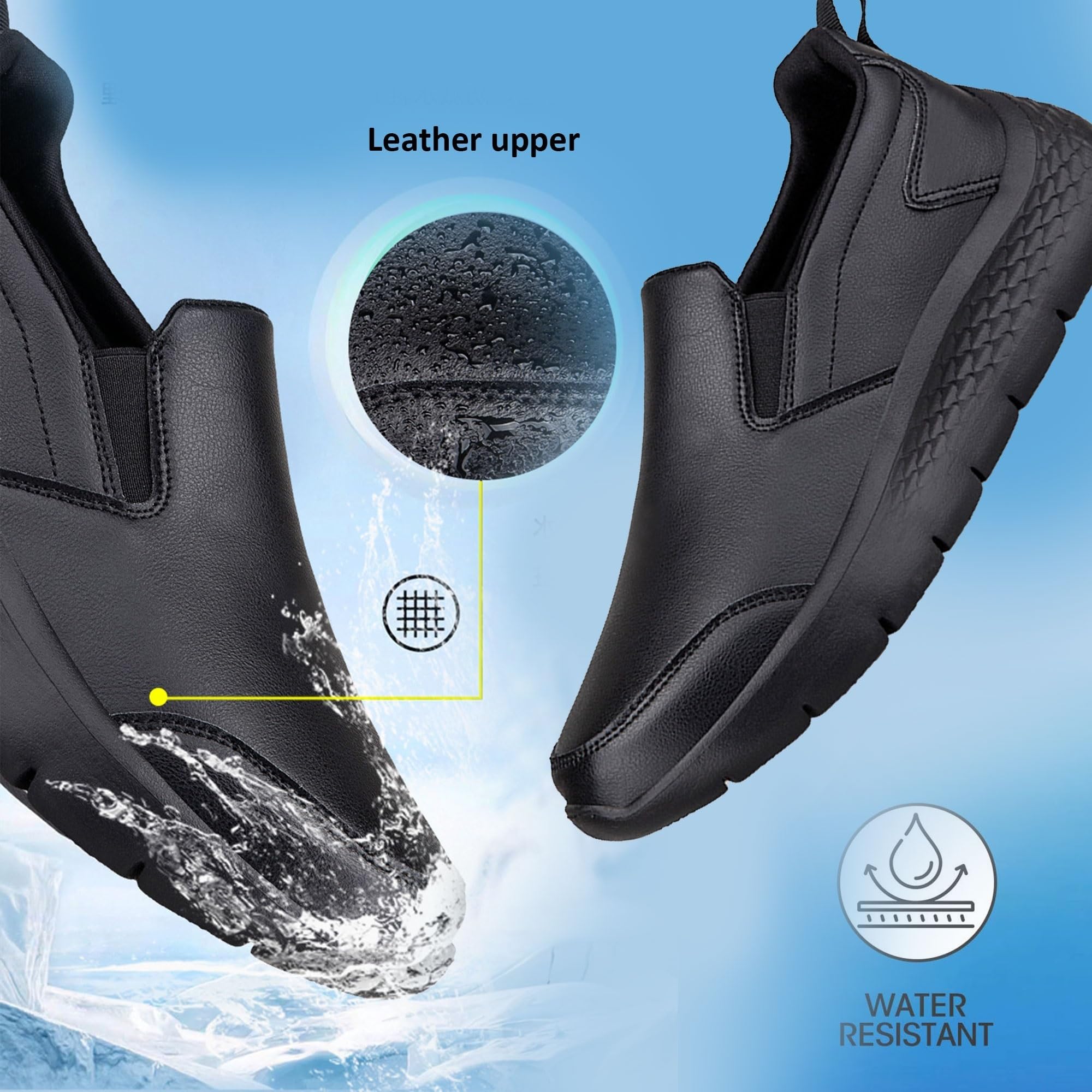 Generico Scarpe da Chef Antiscivolo Uomo Donna, Sneakers da Cucina Impermeabili in Pelle, Scarpe da Lavoro Ristorazione con Suola Antiscivolo e Ammortizzazione