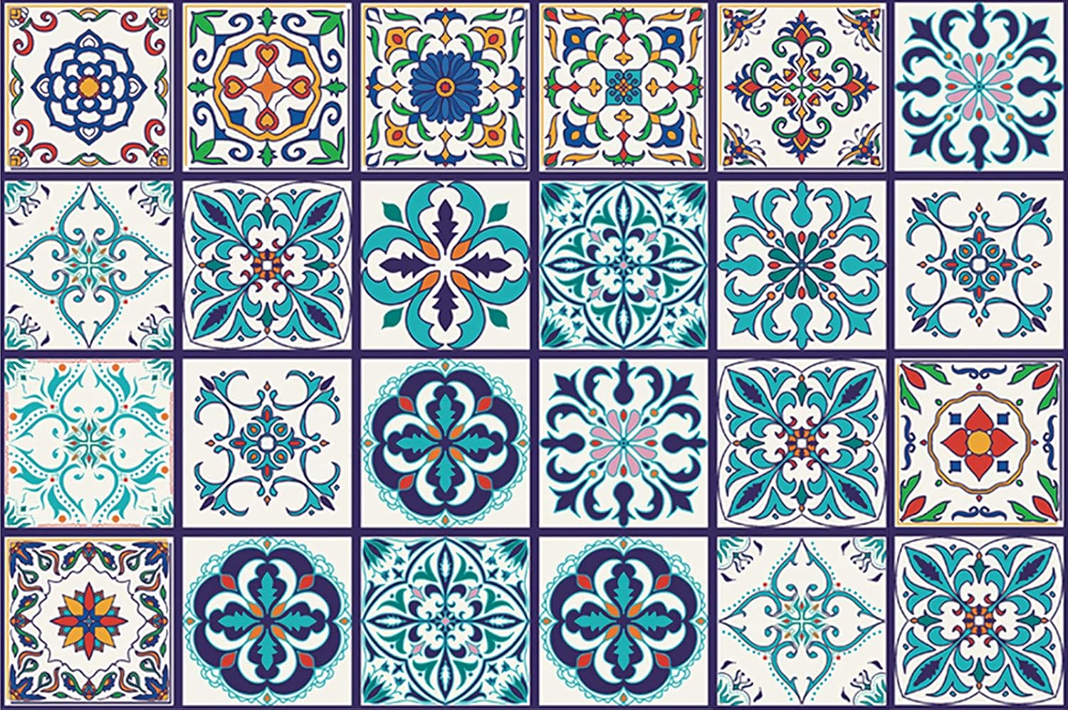 24PCS Peel and Stick Tile Stickers, HOLENGS Waterproof Moroccan Style