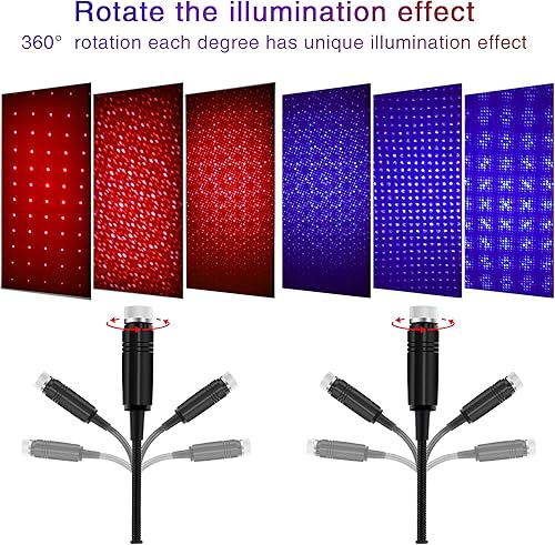 Miniatura 5 de 2 proyectores de estrellas de luz nocturna, accesorios de automóvil para mujeres y hombres, luces LED románticas para el interior, luces interiores