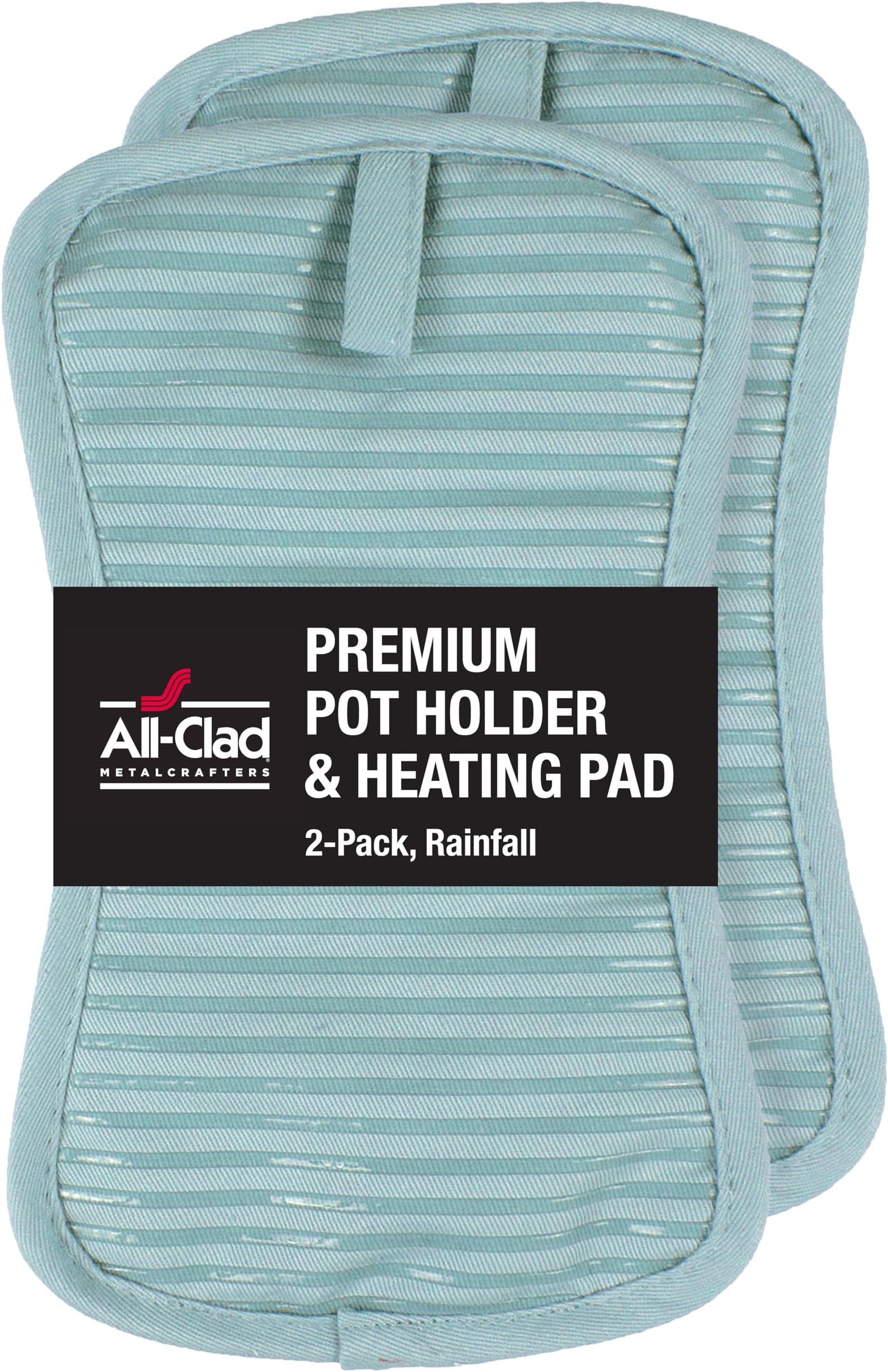 Premium Pot Holder & Heating Pad, (2-Pack) Heat Resistant to 500 Degrees, 100% Cotton 10"x6.25" for Kitchen and Barbeque, Rainfall