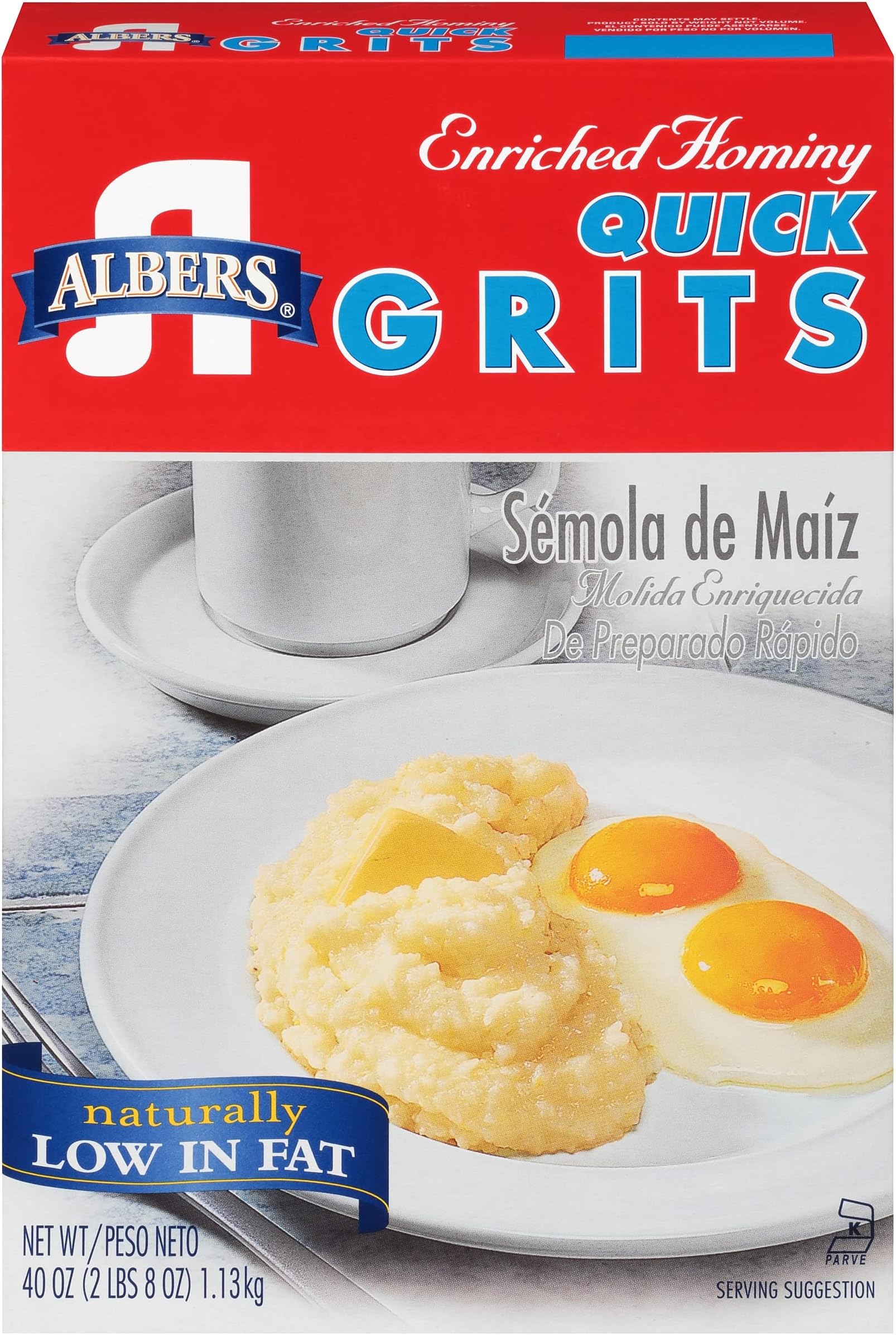 Albers Enriched Hominy Quick Grits, Naturally Low in Fat, 40 OZ Box (Pack of 1)