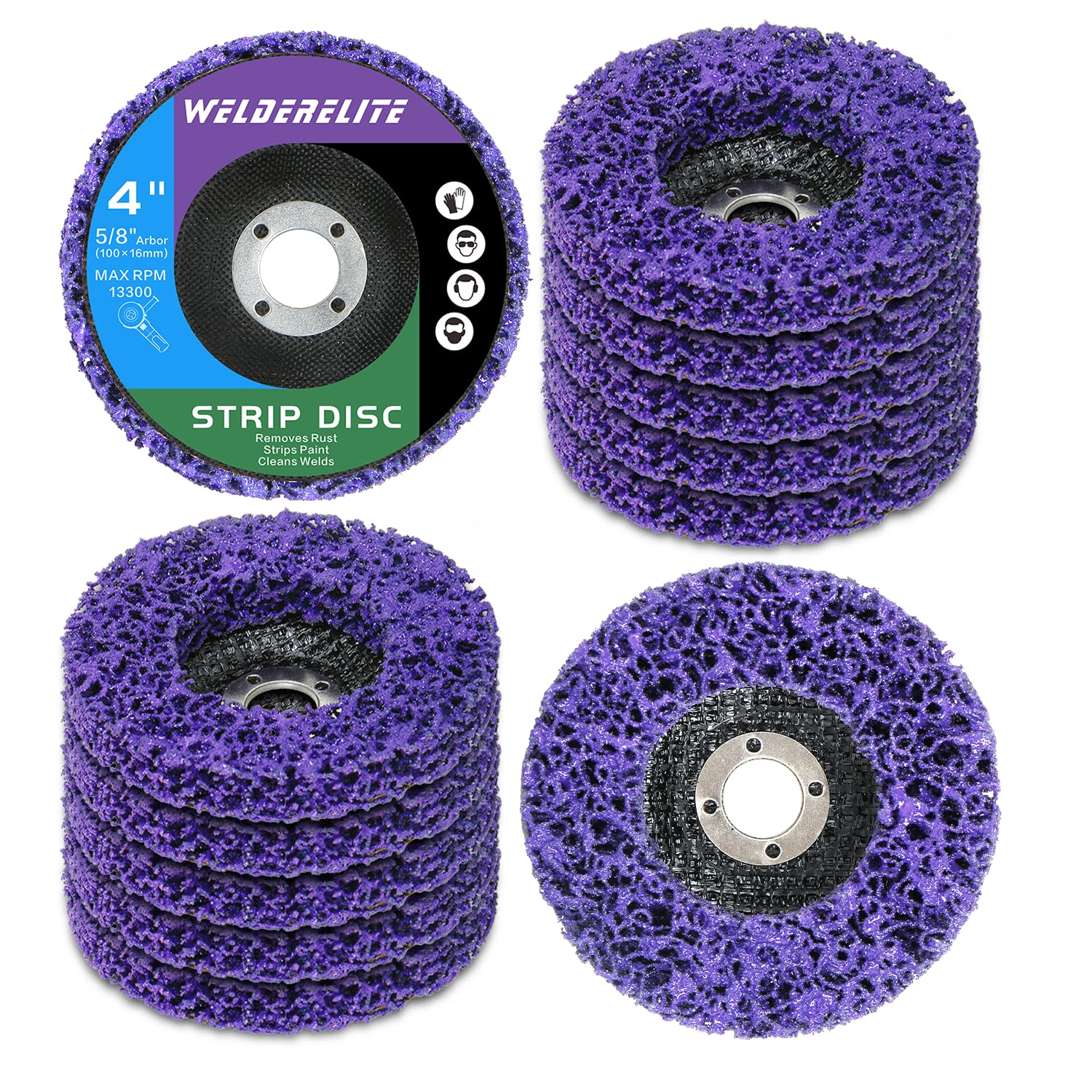 Paquete de 12 discos de tira de pintura violeta de 4 x 5/8 pulgadas, ruedas peladoras angulares