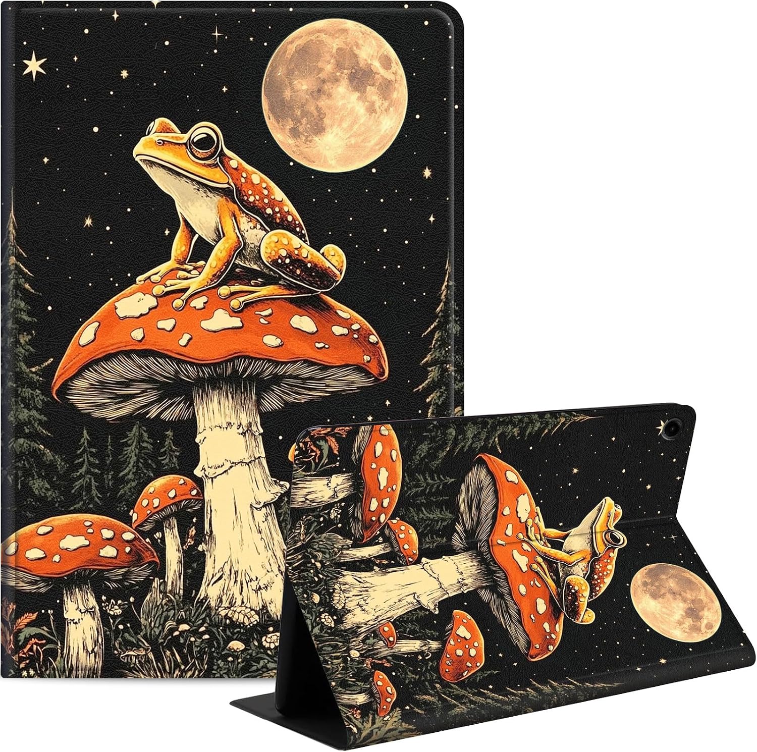 Case for Samsung Galaxy Tab A9+ Plus 11 Inch, Slim Smart Stand Cover with Auto Wake/Sleep, Shockproof Protective Shell for Work & School, Frog Mushroom
