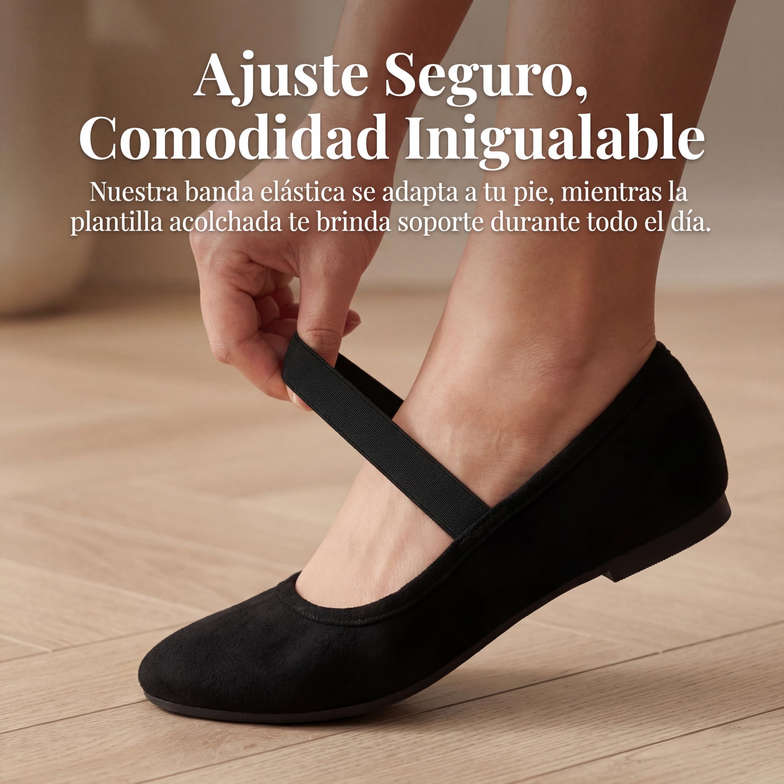 GLAMORA Merceditas Mujer Bailarinas Manoletinas Mary Jane Ante Sintético Tira Elástica Zapatos Planos Flexibles Antideslizantes Transpirables Plantilla Acolchada Suela Goma