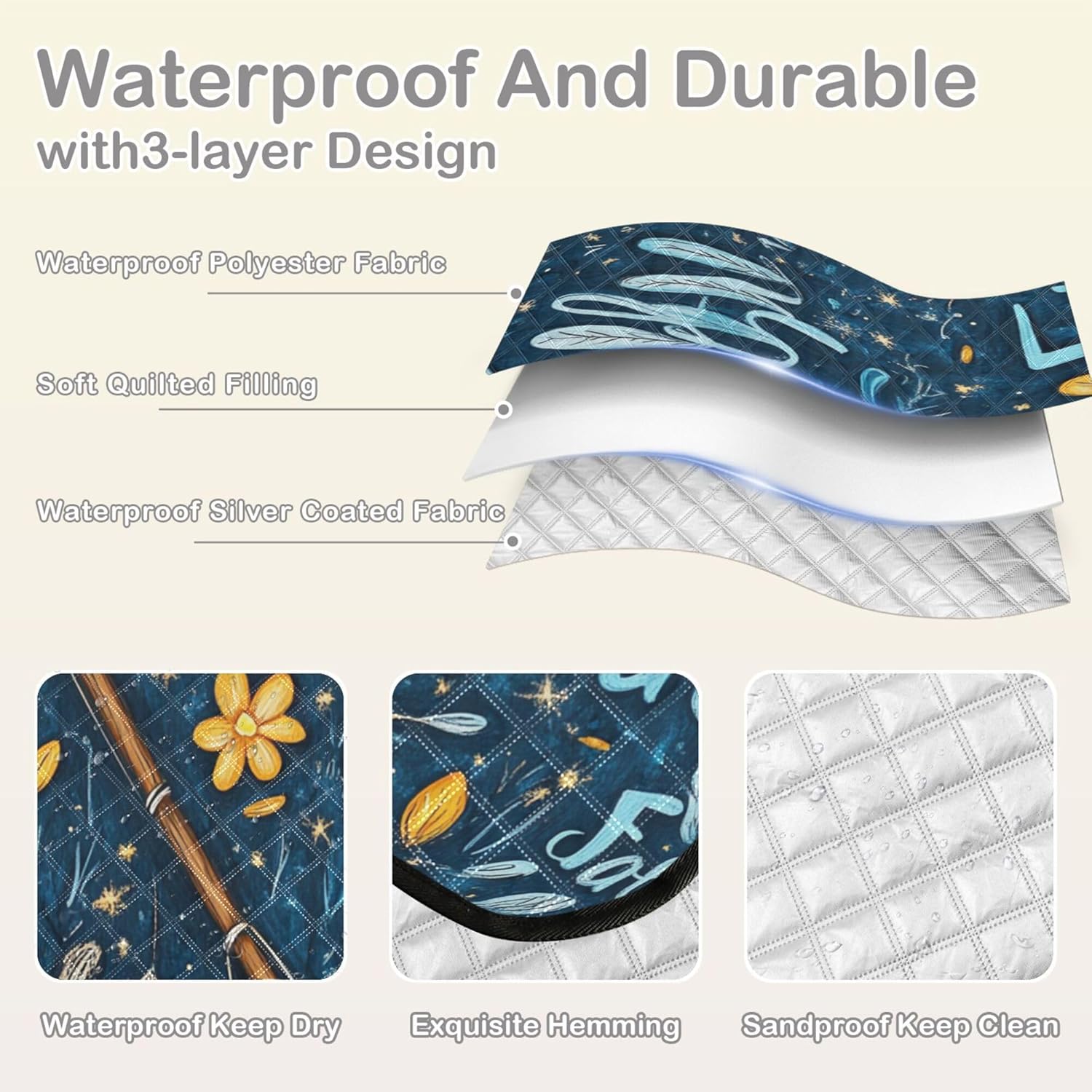 A Father's Day Waterproof Picnic Table Water Resistant Park Outdoor Playmat for Ground Concert Blanket Manta de Picnic Extra