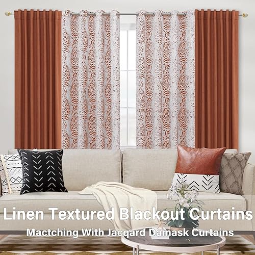 Miniatura 2 de KOUFALL Cortinas opacas de 63 pulgadas de largo para ventanas de dormitorio, cortinas opacas bohemias y bohemias para sala de estar, juego de 2