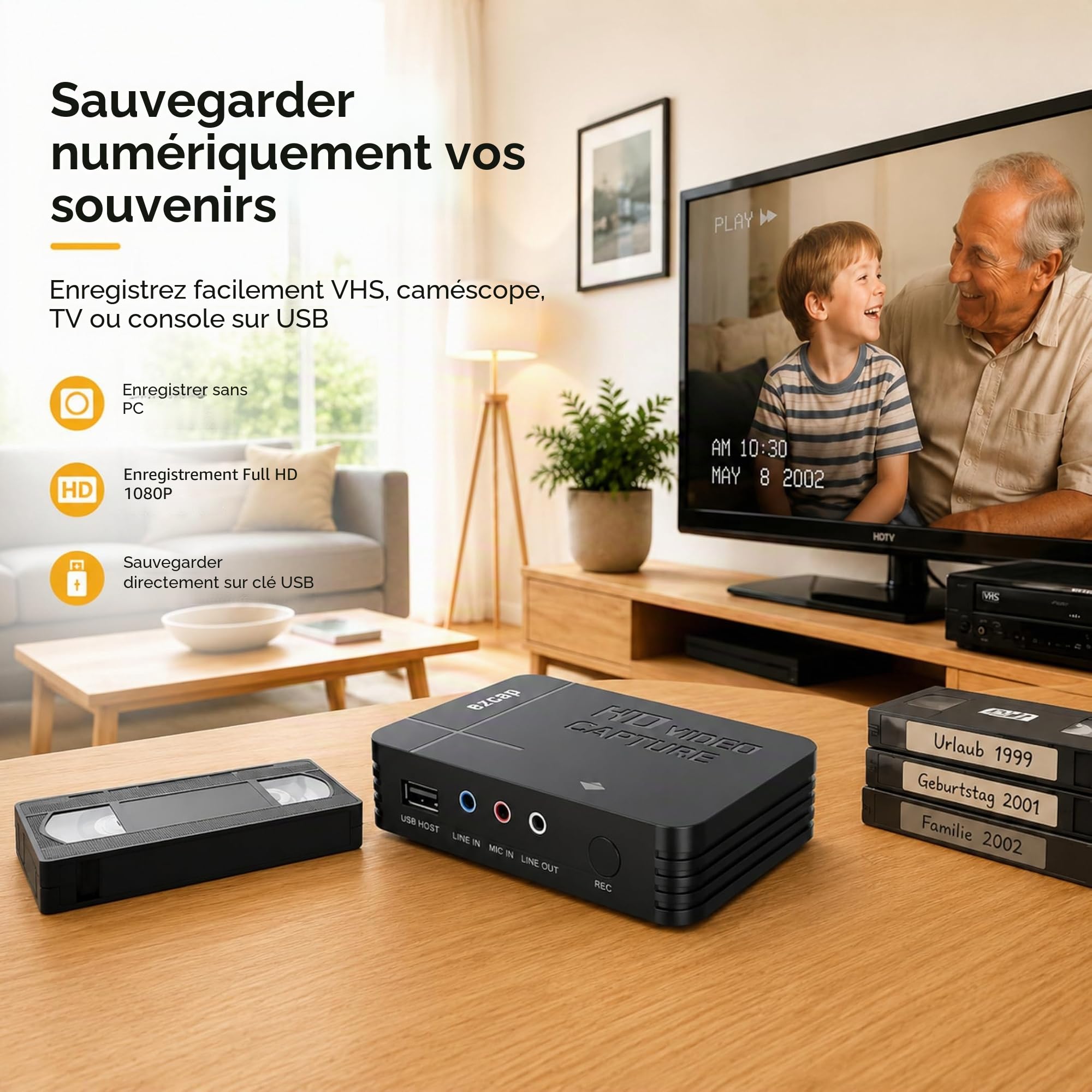 A32DS Enregistreur de jeu vidéo HD 1080p professionnel HDMI/AV Enregistreur TV, carte de capture Switch Video Grabber Streaming Accessoires