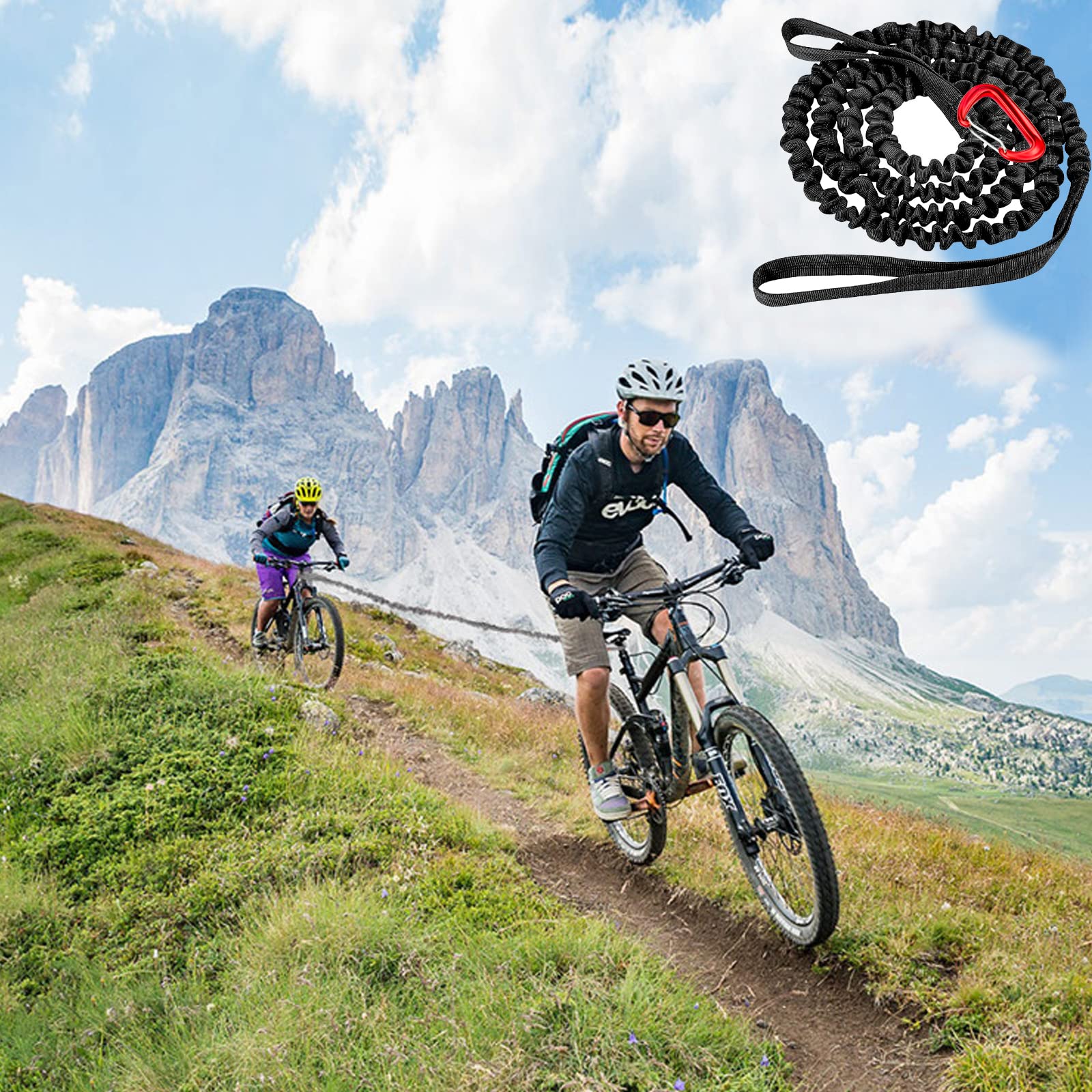 Guinzaglio, 3 m Guinzaglio per Rimorchio per Bicicletta per Bambini da，Cinghia Elastica per Traino Genitore-Bambino, per Bici per Qualsiasi Bici, Corda Elastica con Gancio di Traino, Nero