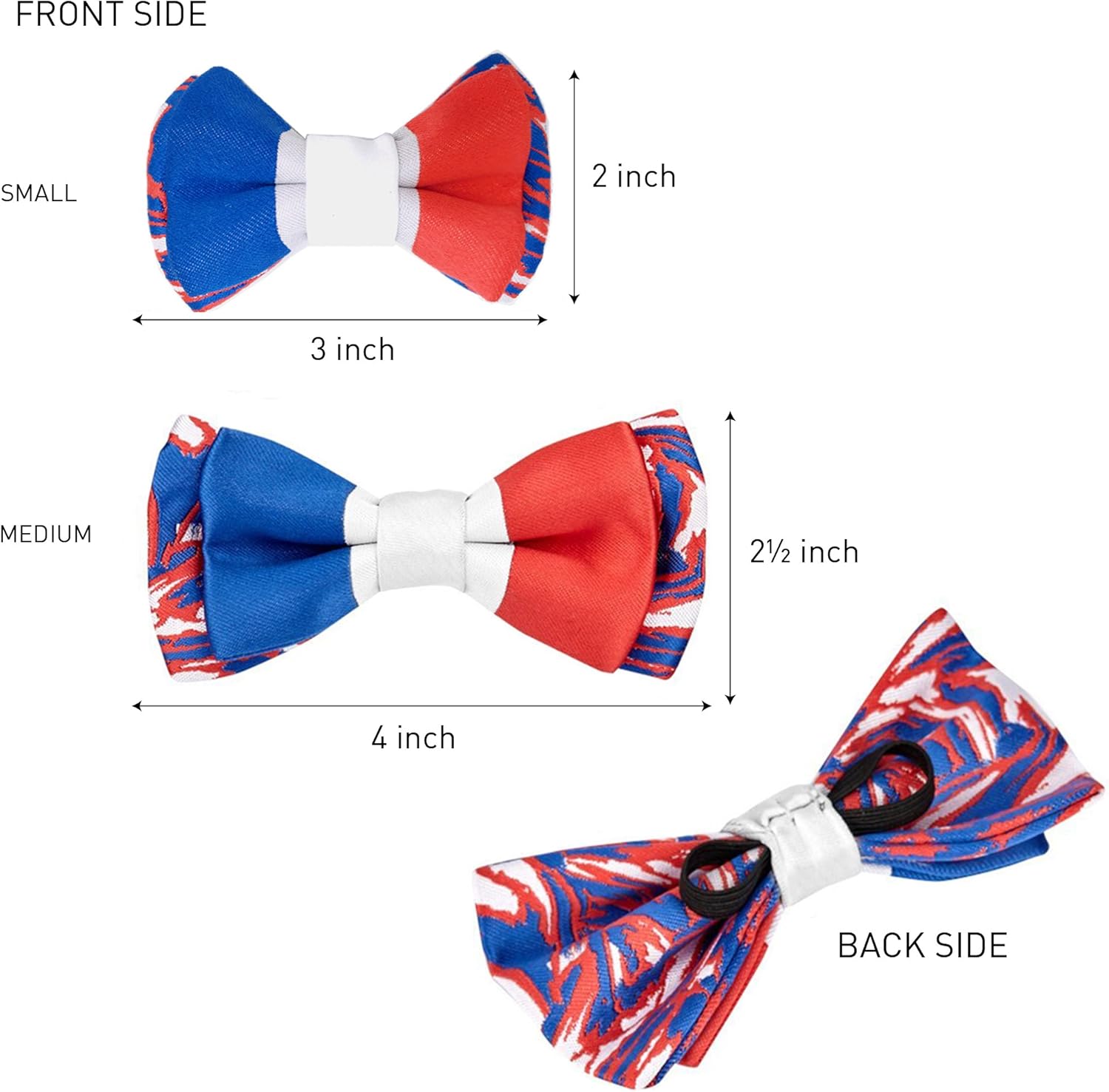 Blueberry Pet 2 Patterns Patriotic Spirits France Flag Adjustable Bowtie Blue Dog Collar - Handmade Bow Tie w/Jacquard Weave Fabric, Medium, Neck 14.5"-20"