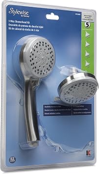 Plumb Pak K751BN Stylewise 3 Function 3 Way Shower Head Kit, Brushed Nickel Finish