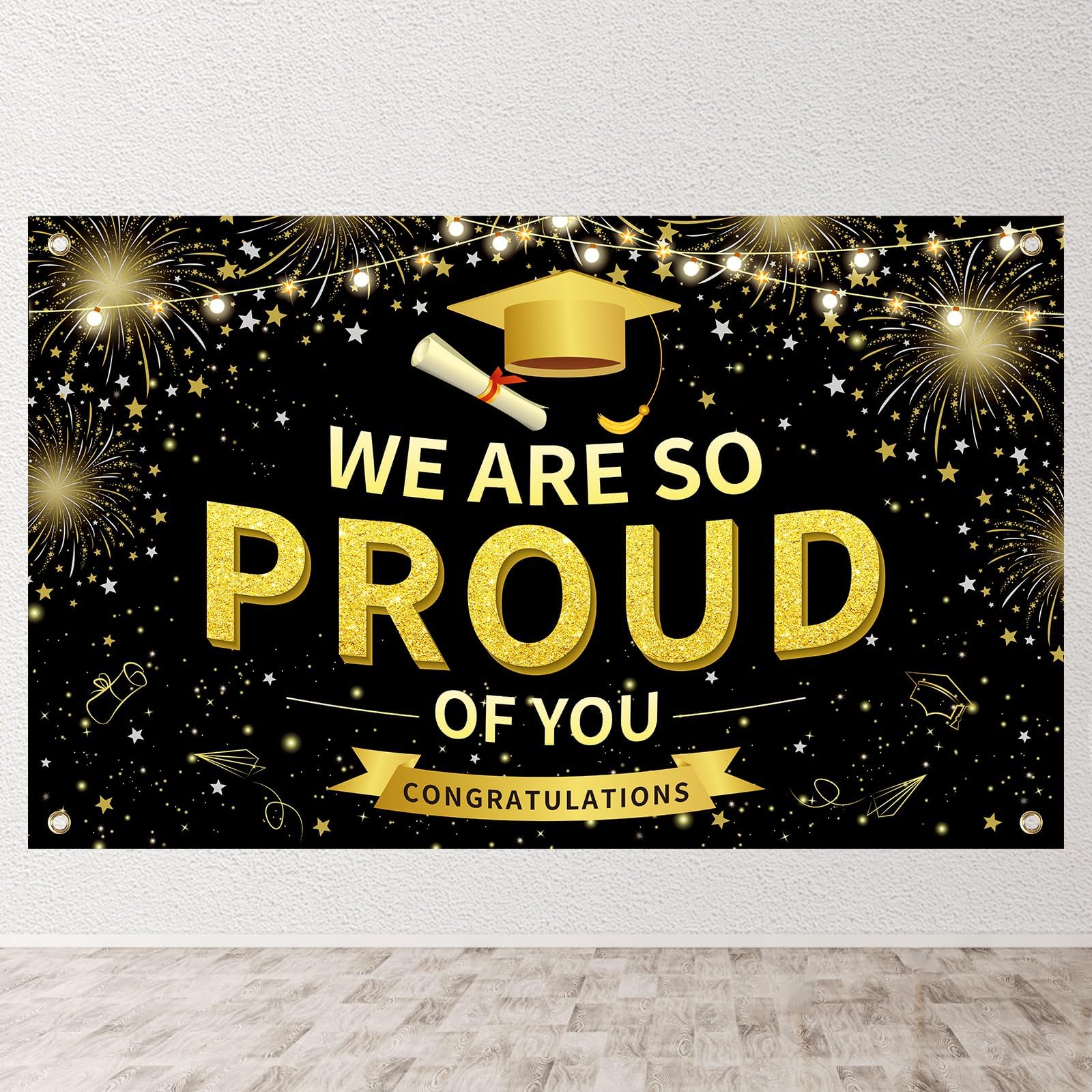 Lemicin Graduation Backdrop Banner Decorations - We Are So Proud of You Background Banner for Nursery Preschool Graduation Primary School Year 6 Leavers Party Decorations 70 x 43 inch