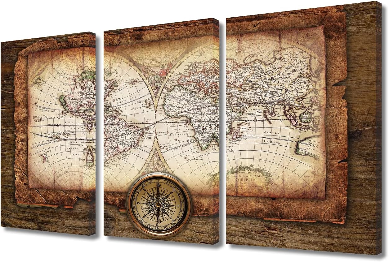 Amazon.com: TUMOVO Retro Canvas Wall Art 3 Panel Houses Wall Decor ...