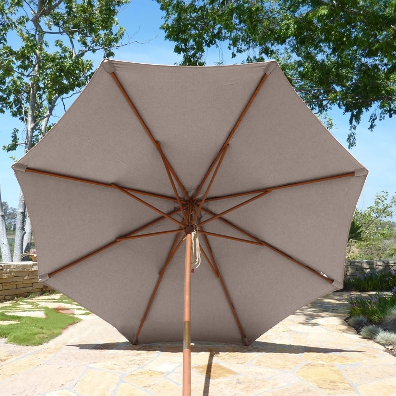 Formosa Covers - 9ft Market Patio Umbrella Replacement Canopy - 8 Ribs Top Canvas - 300D UV Protective and Water Resistant Umbrella Fabric - Premium Quality Replacement Canopy Cover ONLY (Taupe) - Image 6